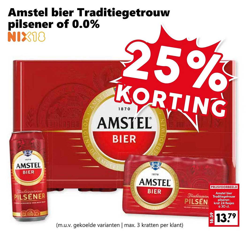 Amstel bier Traditiegetrouw pilsener of 0.0%