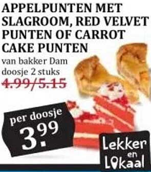 APPELPUNTEN MET SLAGROOM, RED VELVET PUNTEN OF CARROT CAKE PUNTEN