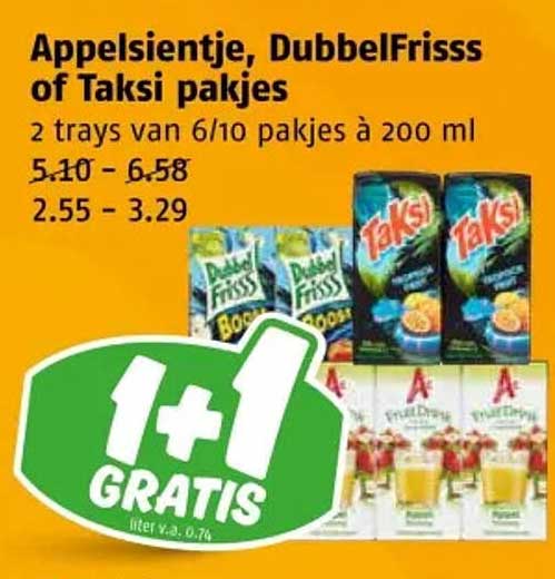 Appelsientje, DubbelFrisss of Taksi pakjes