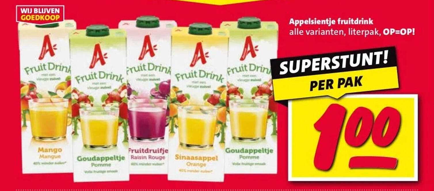 Appelsientje fruitdrink alle varianten, literpak, OP=OP!