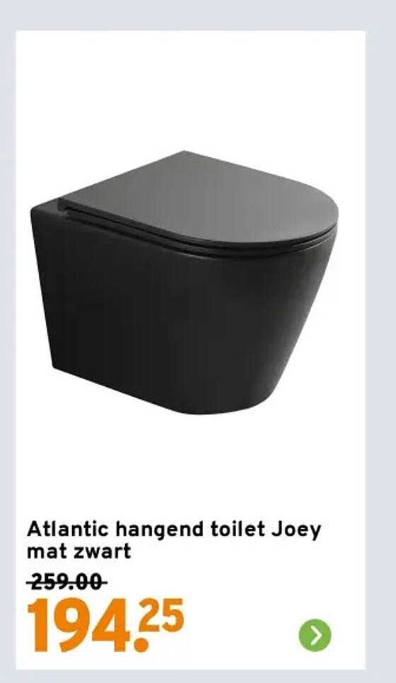 Atlantic hangend toilet Joey mat zwart