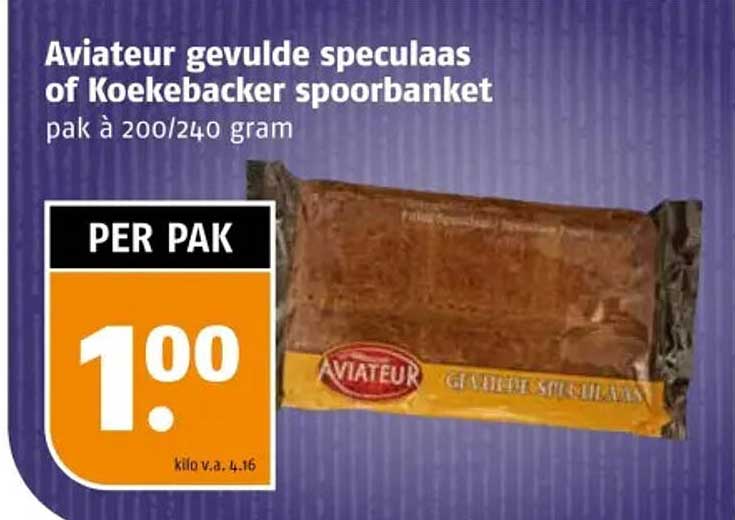 Aviateur gevulde speculaas of Koekebacker spoorbanket pak à 200/240 gram