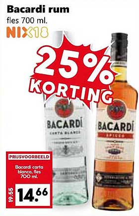 Bacardi rum fles 700 ml.