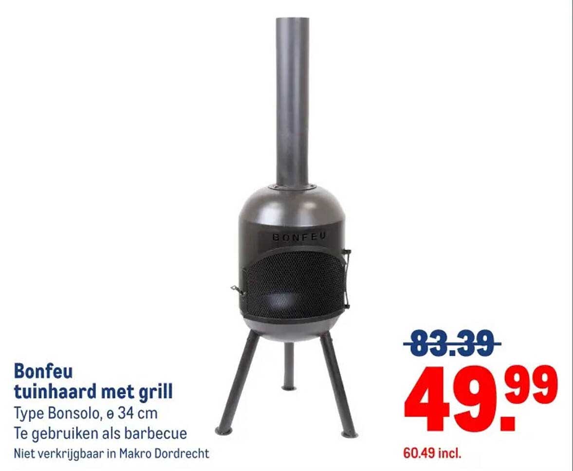 Bonfeu tuinhaard met grill Type Bonsolo, ø 34 cm