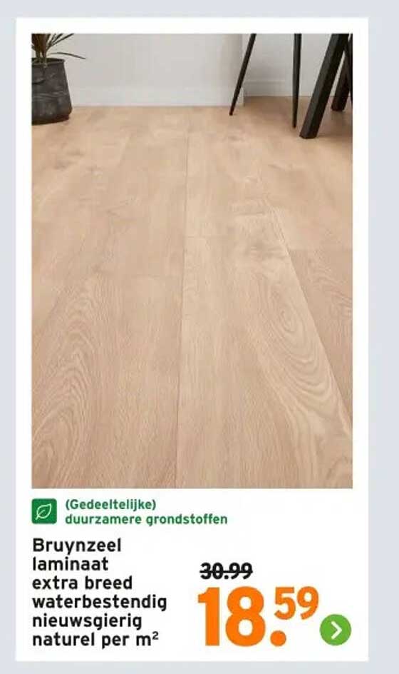 Bruynzeel laminaat extra breed waterbestendig nieuwsgierig naturel per m²