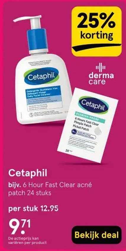 Cetaphil bijv. 6 Hour Fast Clear acné patch 24 stuks