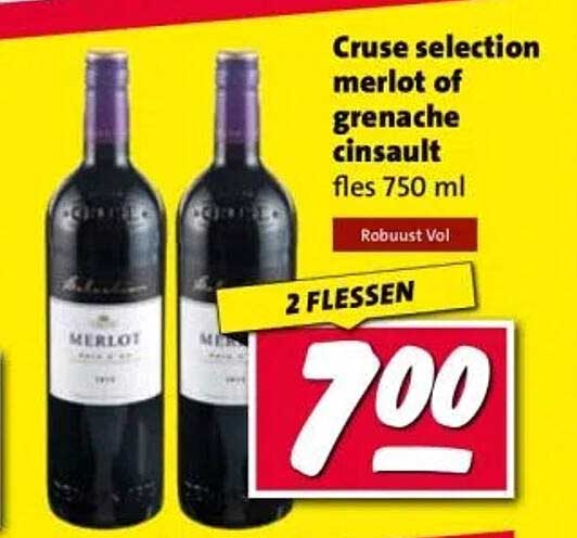 Cruse selection merlot of grenache cinsault fles 750 ml