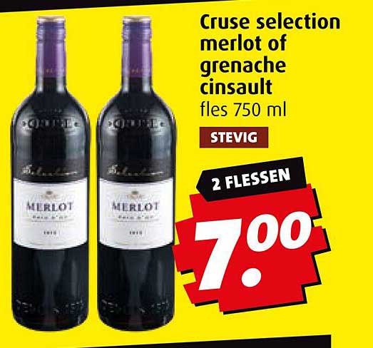 Cruse selection merlot of grenache cinsault fles 750 ml