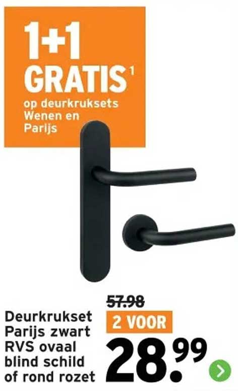 Deurkruiset Parijs zwart RVS ovaal blind schild of rond rozet