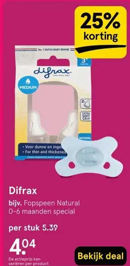 Difrax Fopspeen Natural 0-6 maanden special