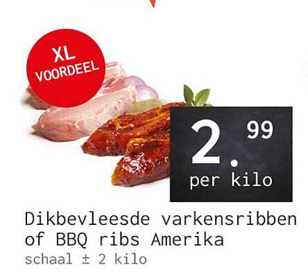 Dikbevleesde varkensribben of BBQ ribs Amerika