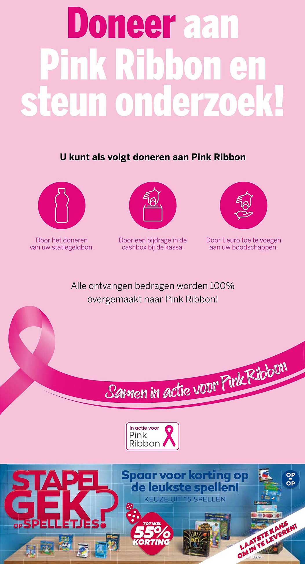 Doneer aan Pink Ribbon en steun onderzoek!