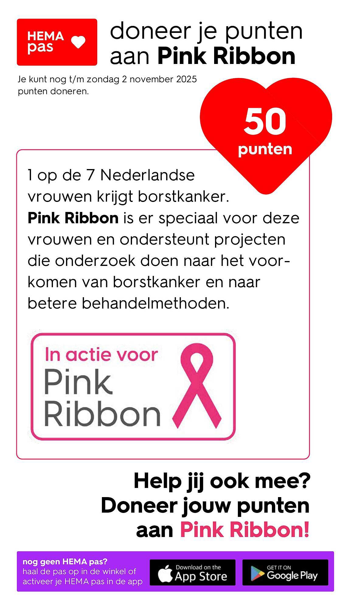 doneer je punten aan Pink Ribbon