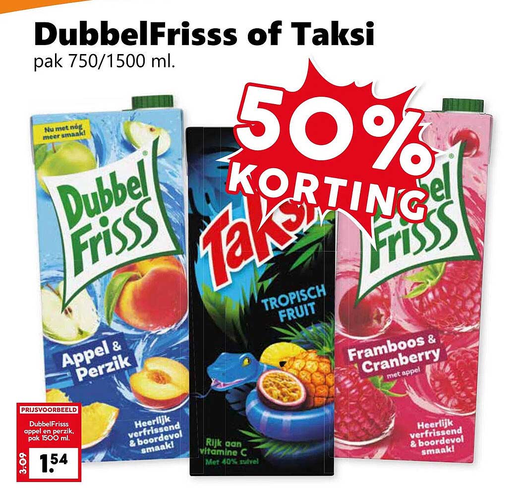 DubbelFrisss of Taksi pak 750/1500 ml.