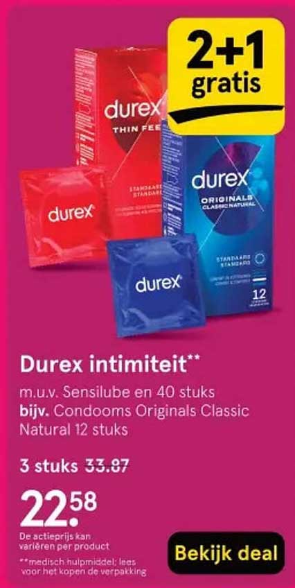 Durex intimiteit** m.u.v. Sensilube en 40 stuks bijv. Condooms Originals Classic Natural 12 stuks
