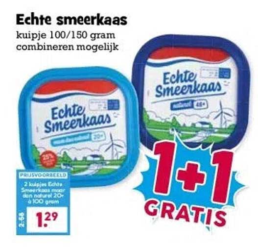 Echte smeerkaas kuipje 100/150 gram combineren mogelijk