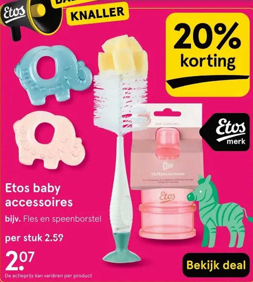 Etos baby accessoires bijv. fles en speenborstel