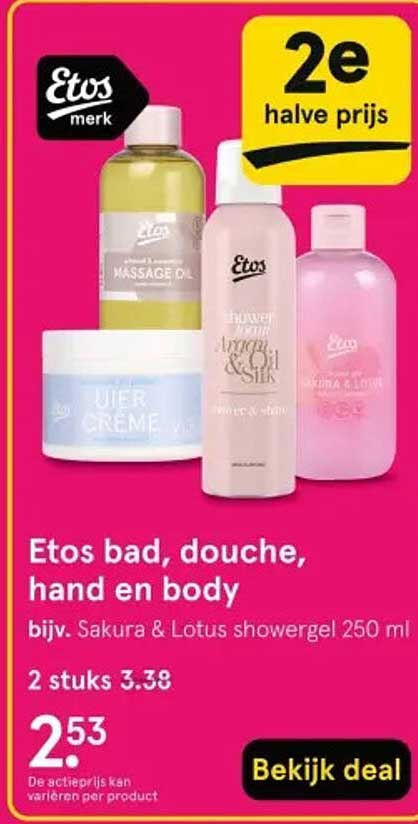 Etos bad, douche, hand en body bijv. Sakura & Lotus showergel 250 ml
