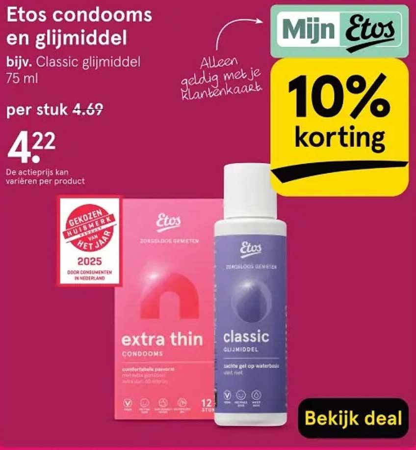 Etos condooms en glijmiddel bijv. Classic glijmiddel 75 ml