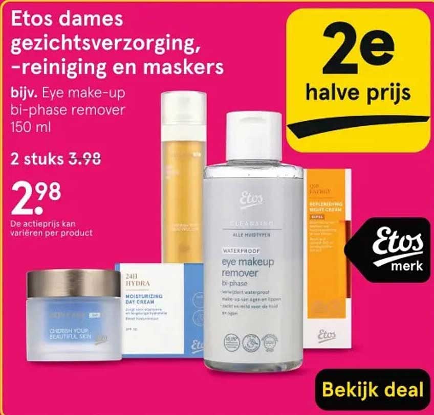 Etos dames gezichtsverzorging, -reiniging en maskers bijv. Eye make-up bi-phase remover 150 ml