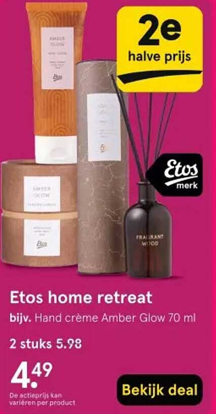 Etos home retreat bijv. Hand crème Amber Glow 70 ml