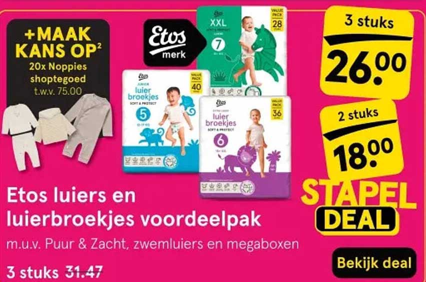 Etos luier en luierbroekjes voordeelpak