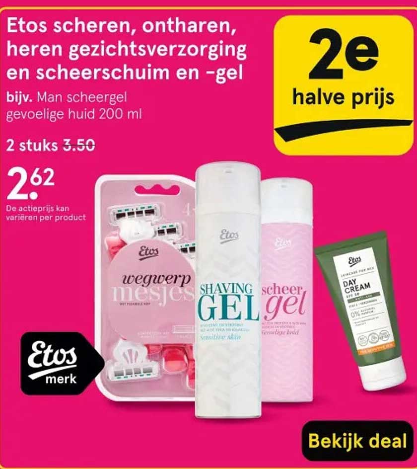 Etos scheren, ontharen, heren gezichtsverzorging en scheerschuim en -gel bijv. Man scheergel gevoelige huid 200 ml