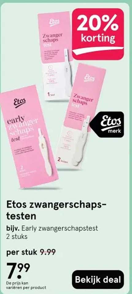 Etos zwangerstest - Early zwangerschaps-test 2 stuks