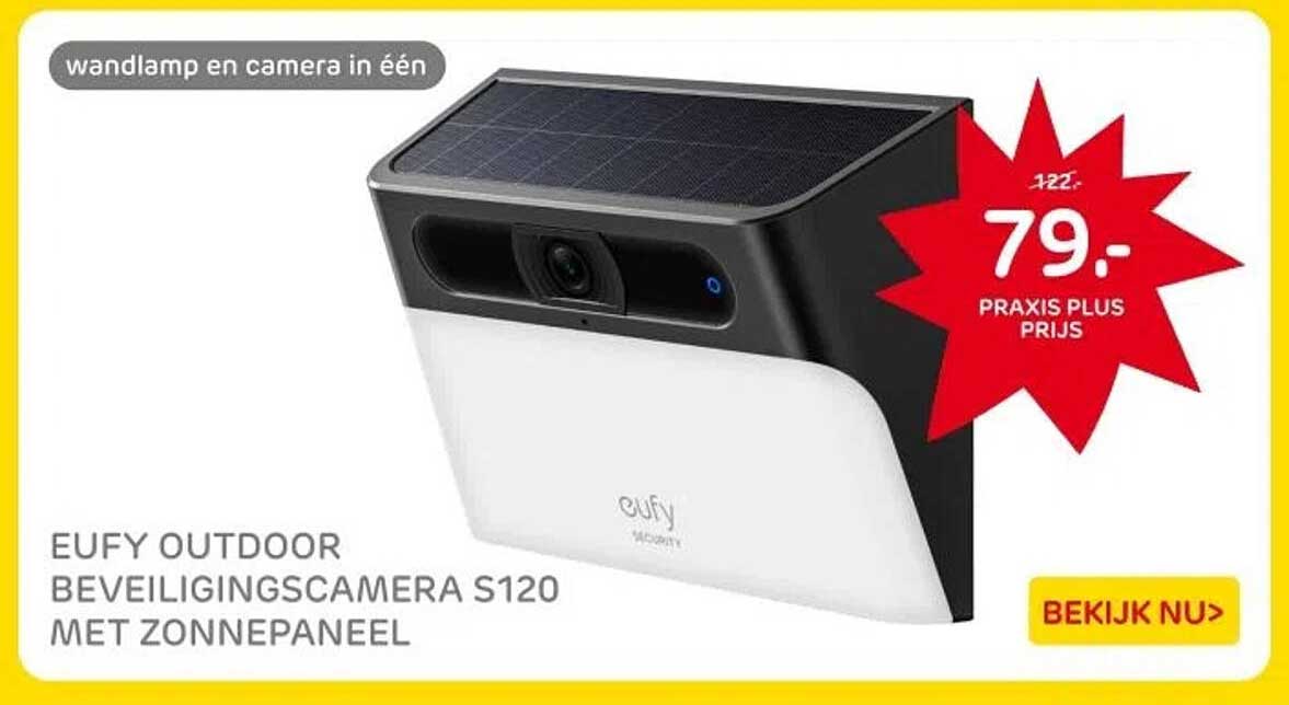 EUFY OUTDOOR BEVEILIGINGS CAMERA S120 MET ZONNEPANEEL