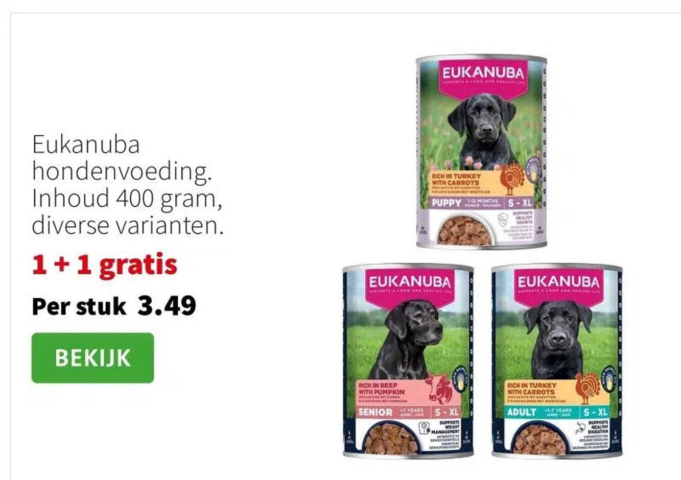 Eukanuba hondenvoeding. Inhoud 400 gram, diverse varianten.