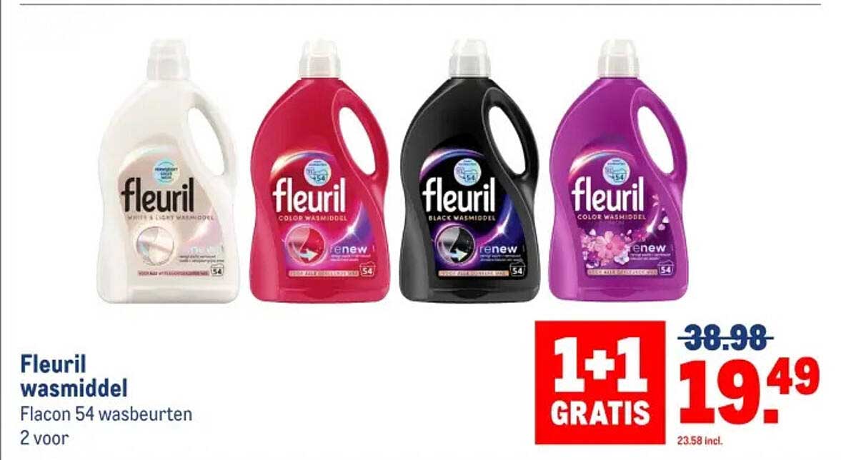 Fleuril wasmiddel Flacon 54 wasbeurten 2 voor
