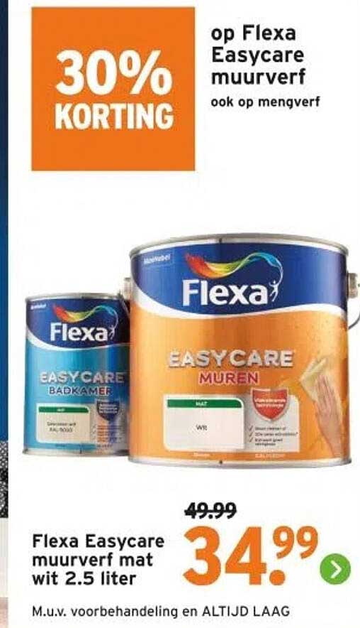 Flexa Easycare muurverf mat wit 2.5 liter