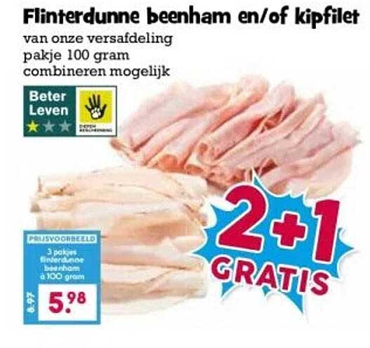 Flinterdunne beenham en/of kipfilet