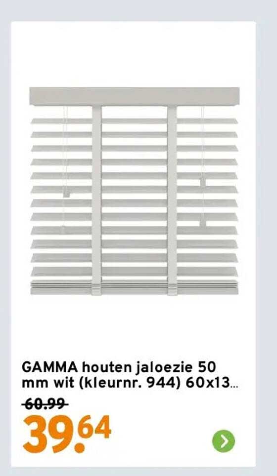 GAMMA houten jaloezie 50 mm wit (kleurnr. 944) 60x13...
