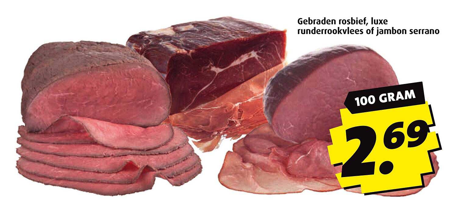 Gebraden rosé, luxe runderrookvlees of jambon serrano
