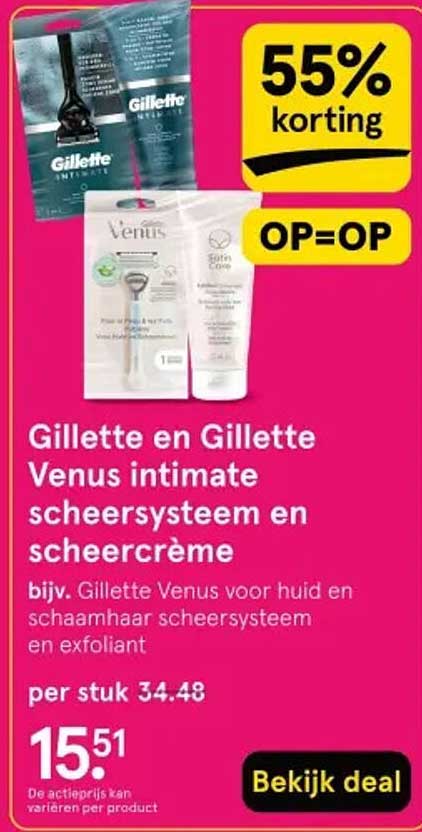 Gillette en Gillette Venus intime scheersysteem en scheercrème