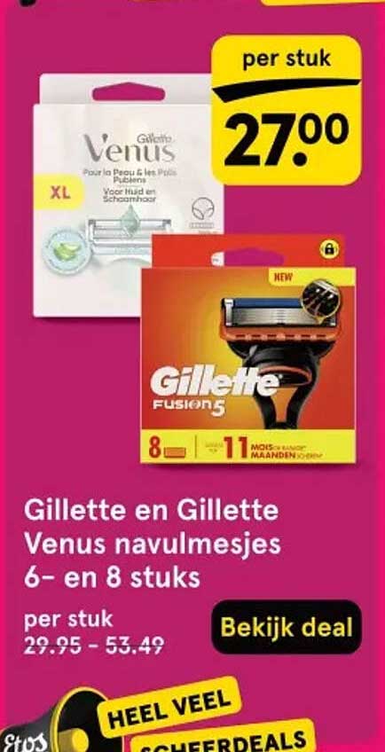 Gillette en Gillette Venus navulmesjes 6- en 8 stuks