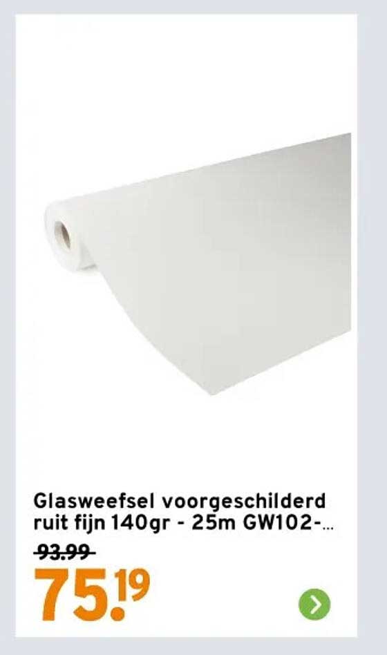 Glasweefsel voorgeschilderd ruit fijn 140gr - 25m GW102-