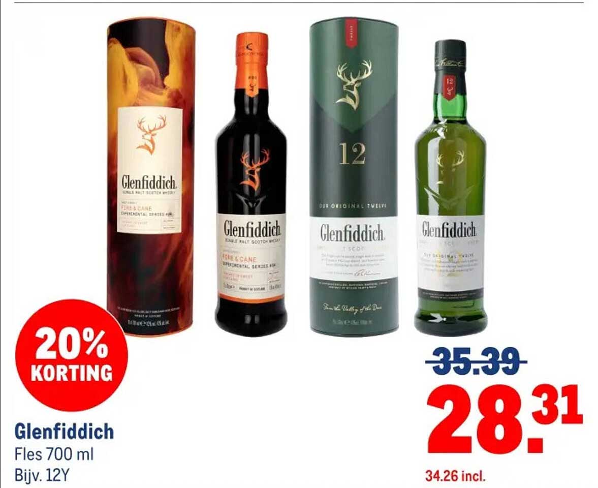 Glenfiddich Fles 700 ml Bijv. 12Y