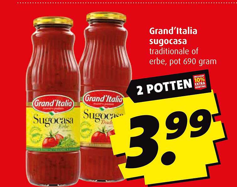 Grand'Italia sugocasa traditionele of erbe, pot 690 gram