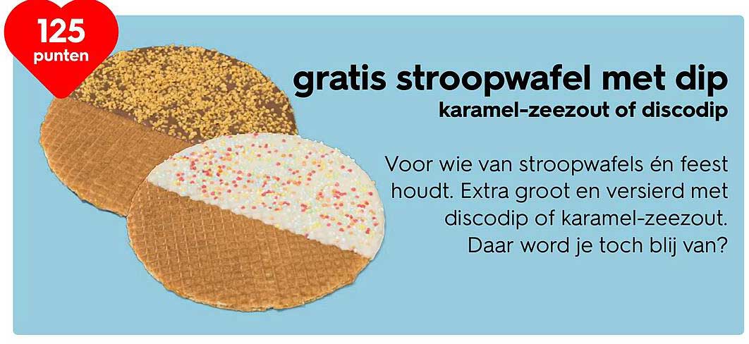 gratis stroopwafel met dip karamel-zeezout of discodip