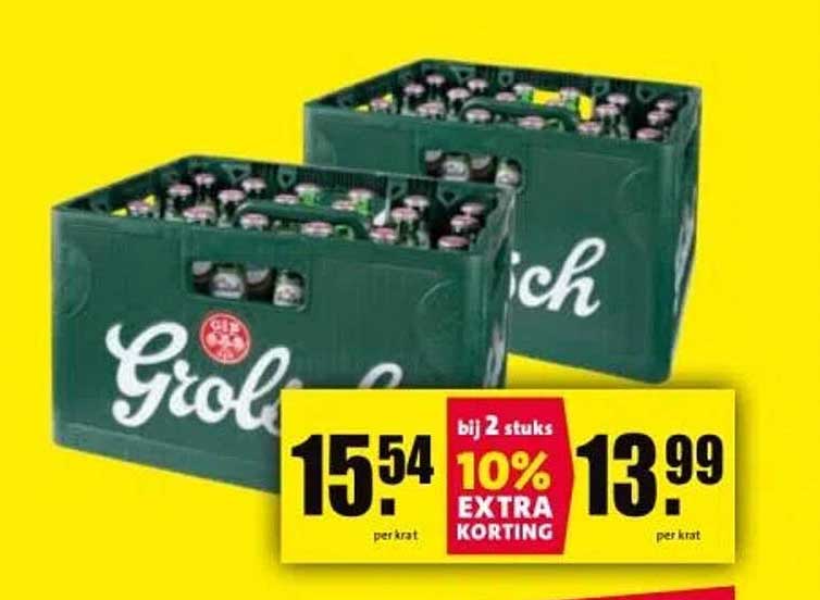 Grolsch 2 kratten voor €13.99 per krat bij afname van 2 stuks