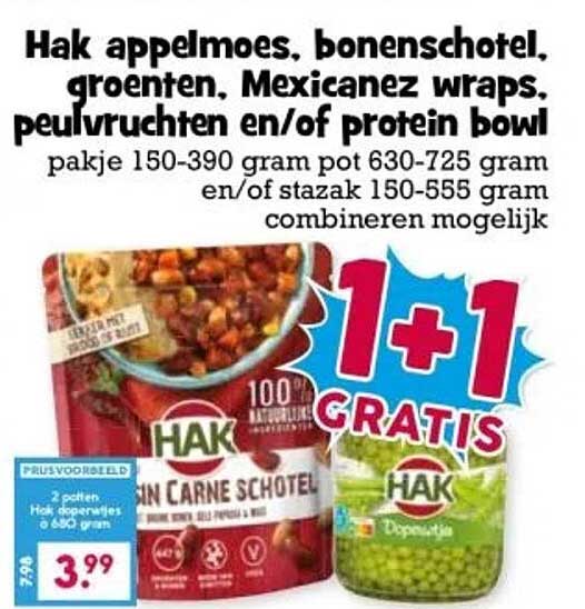 Hak appelmoes, bonenschotel, groenten, Mexicanaz wraps, peulvruchten en/of protein bowl