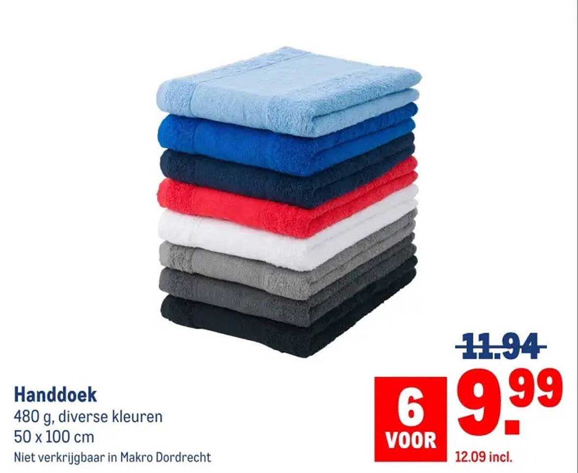 Handdoek 480 g, diverse kleuren 50 x 100 cm