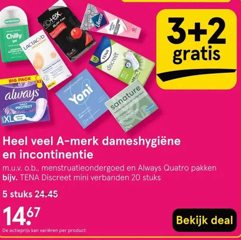 Heel veel A-merk dameshygiëne en incontinentie