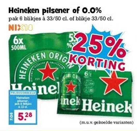 Heineken pilsener of 0.0%