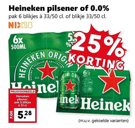 Heineken pilsener of 0.0%