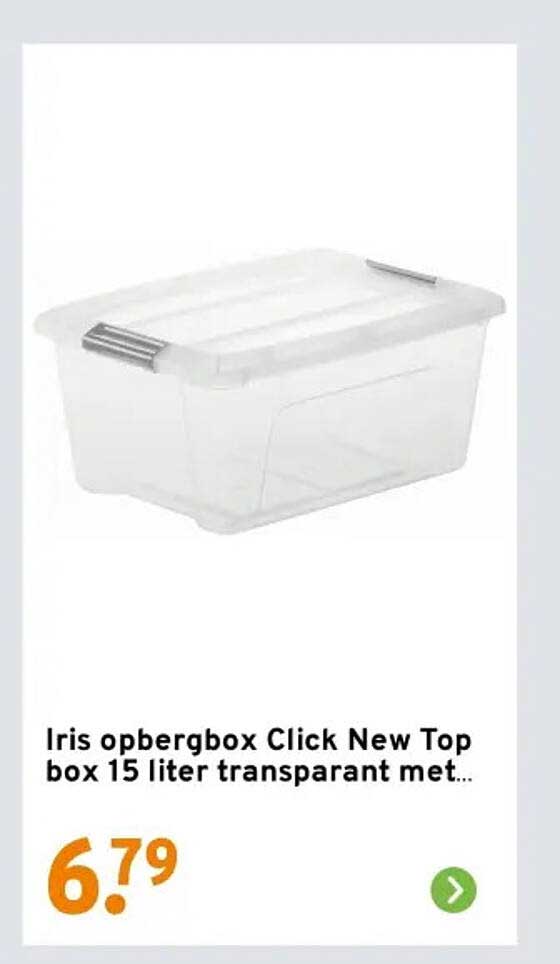Iris opbergbox Click New Top box 15 liter transparant met...