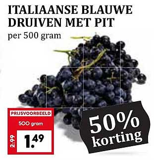 Italiaanse blauwe druiven met pit