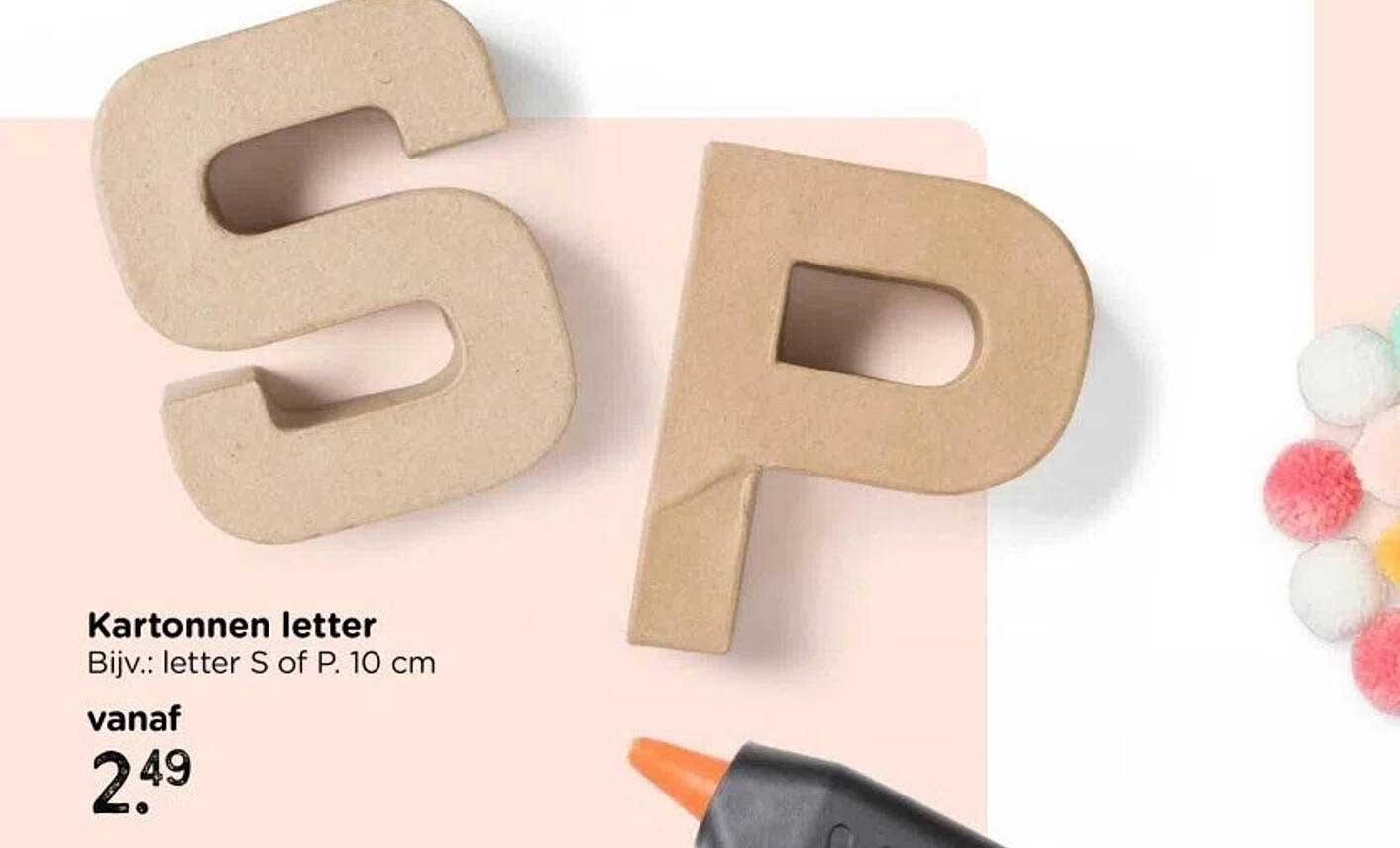 Kartonnen letter, Bijv.: letter S of P. 10 cm